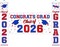 Graduation Party Decoration – Red & Blue Class of 2026 Large 3-Piece Congrats Grad Banner Set with Backdrop & Hanging Signs for Indoor & Outdoor Graduation Decor
